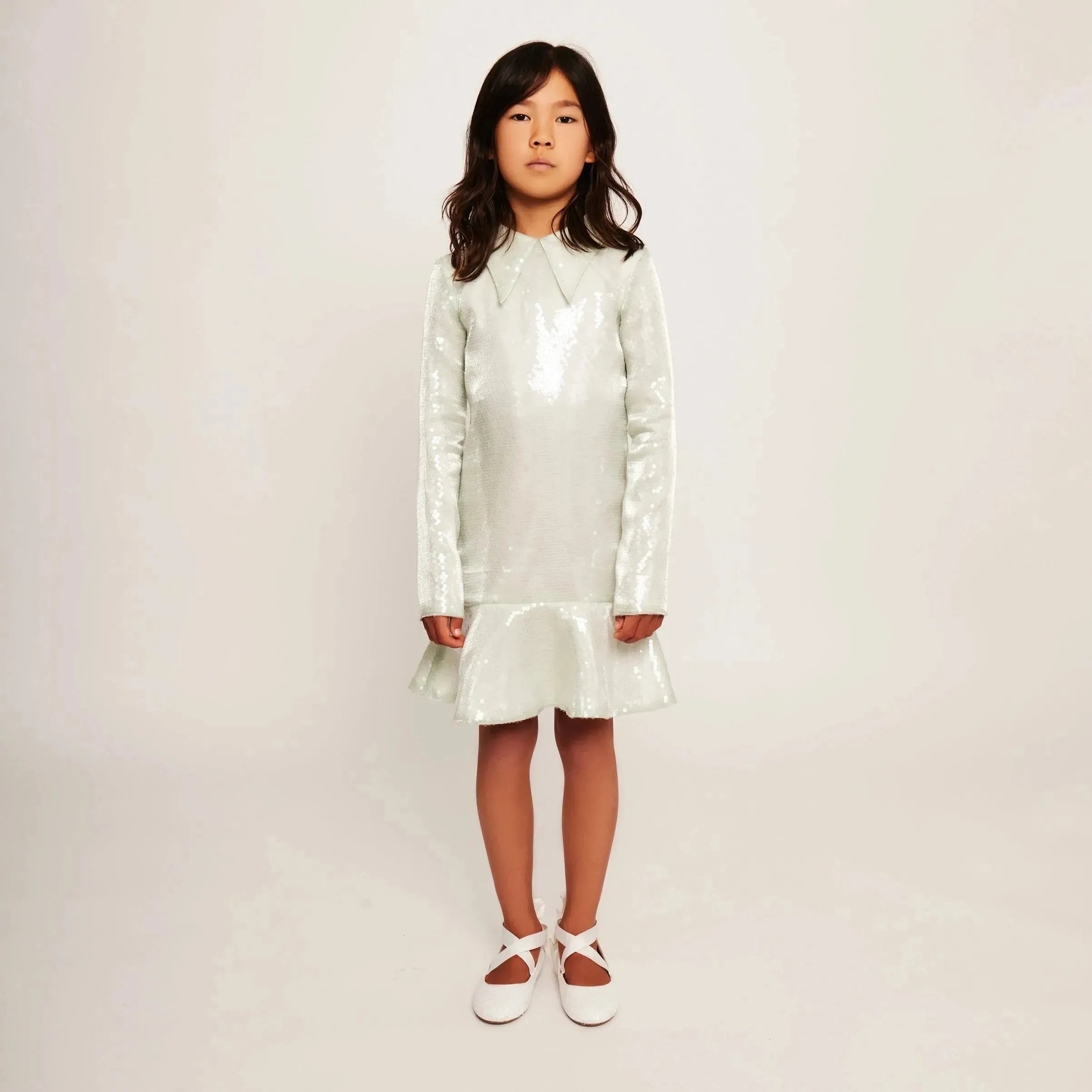Water Effect Sequin Collar Dress