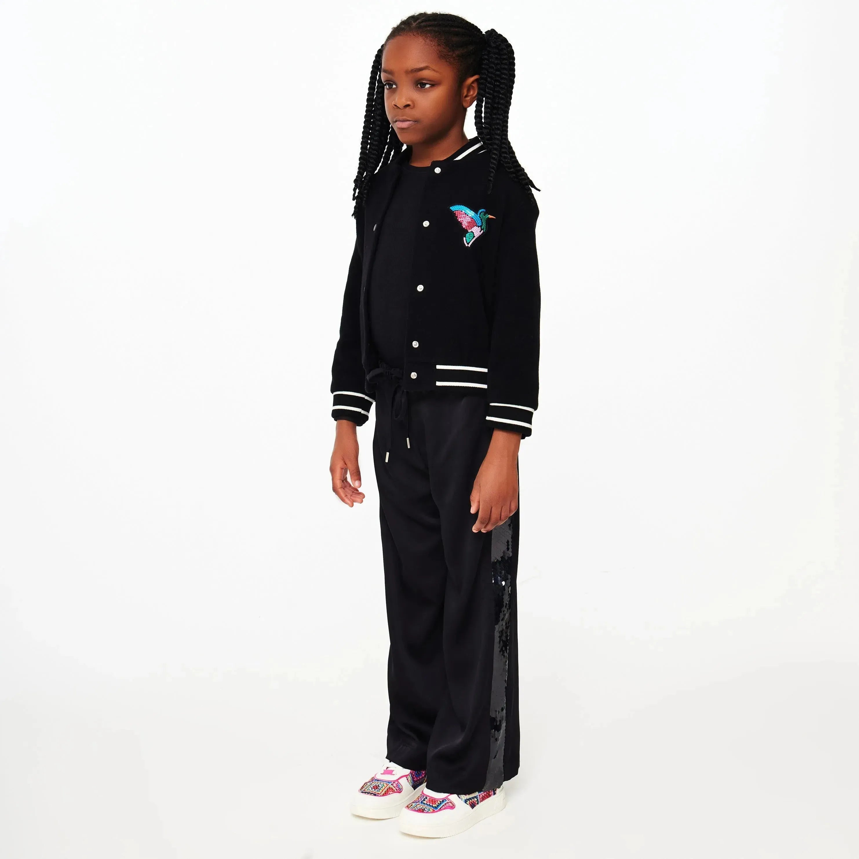 Satin Trousers with Sequin Side Detail