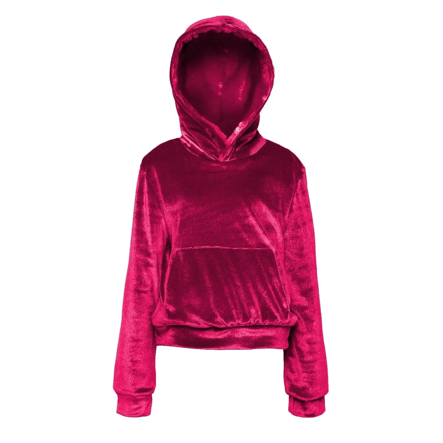 Magenta Oversized Sequin Hoodie with Velvet Lining