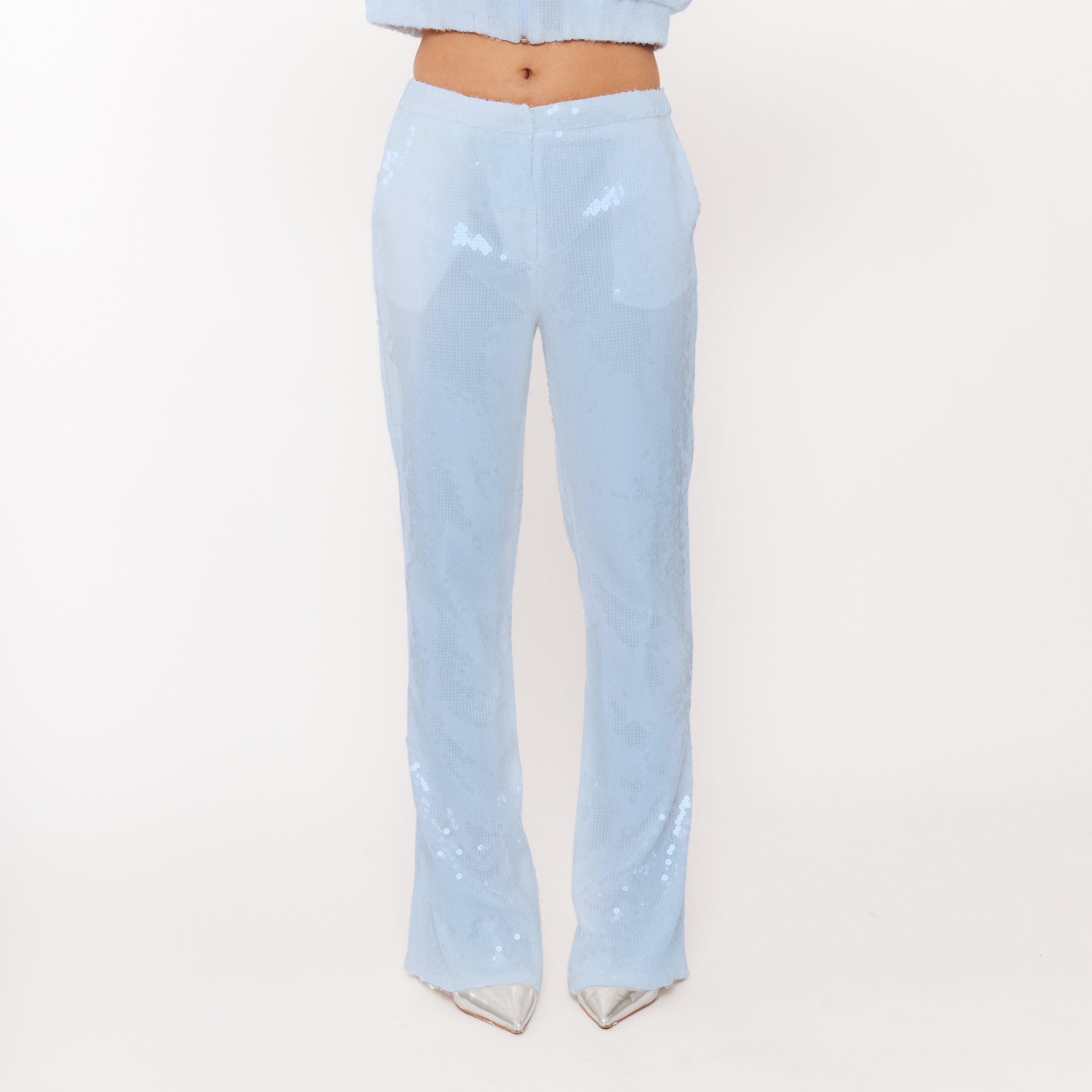 Women’s Sequin Trousers with Split Hem