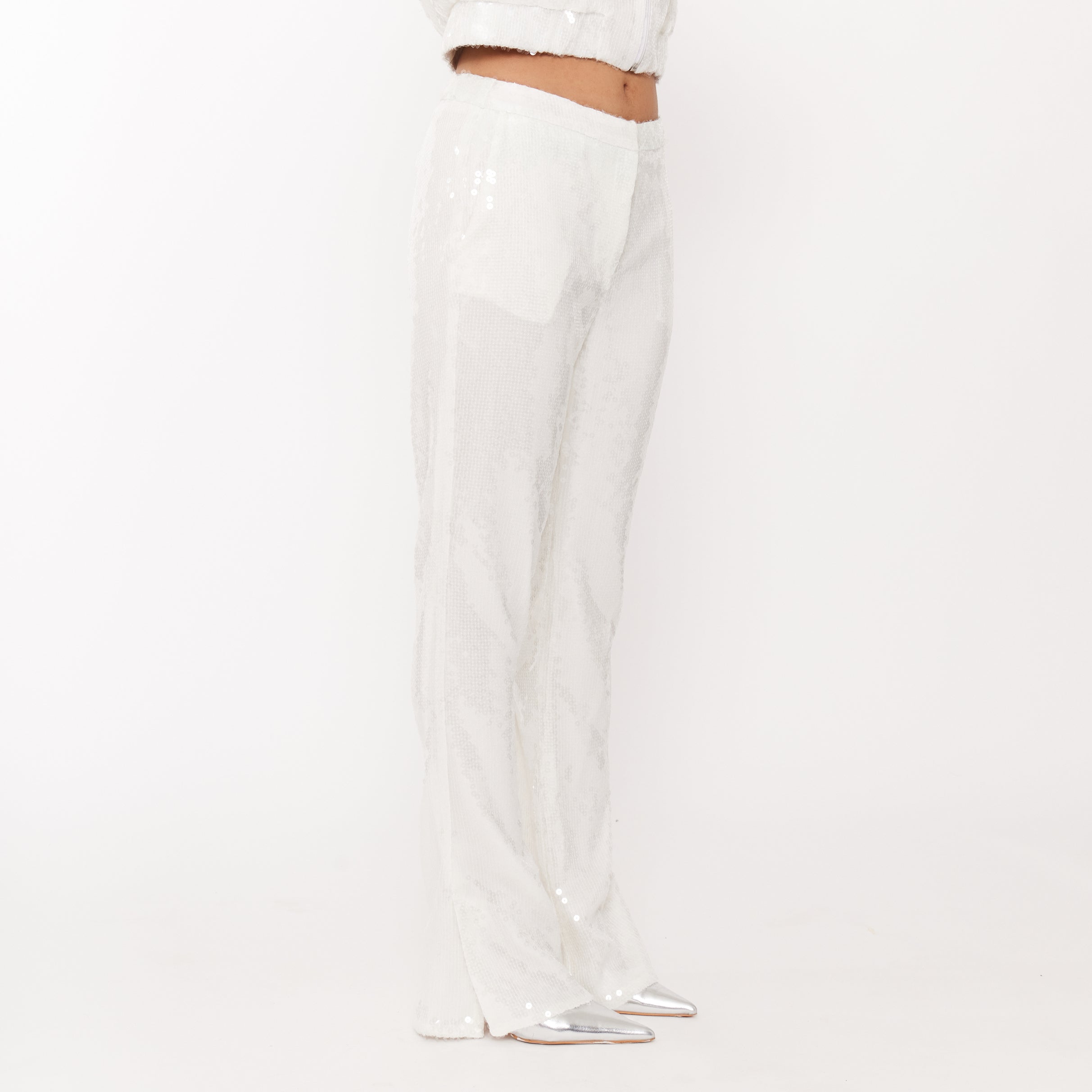 Women’s Sequin Trousers with Split Hem