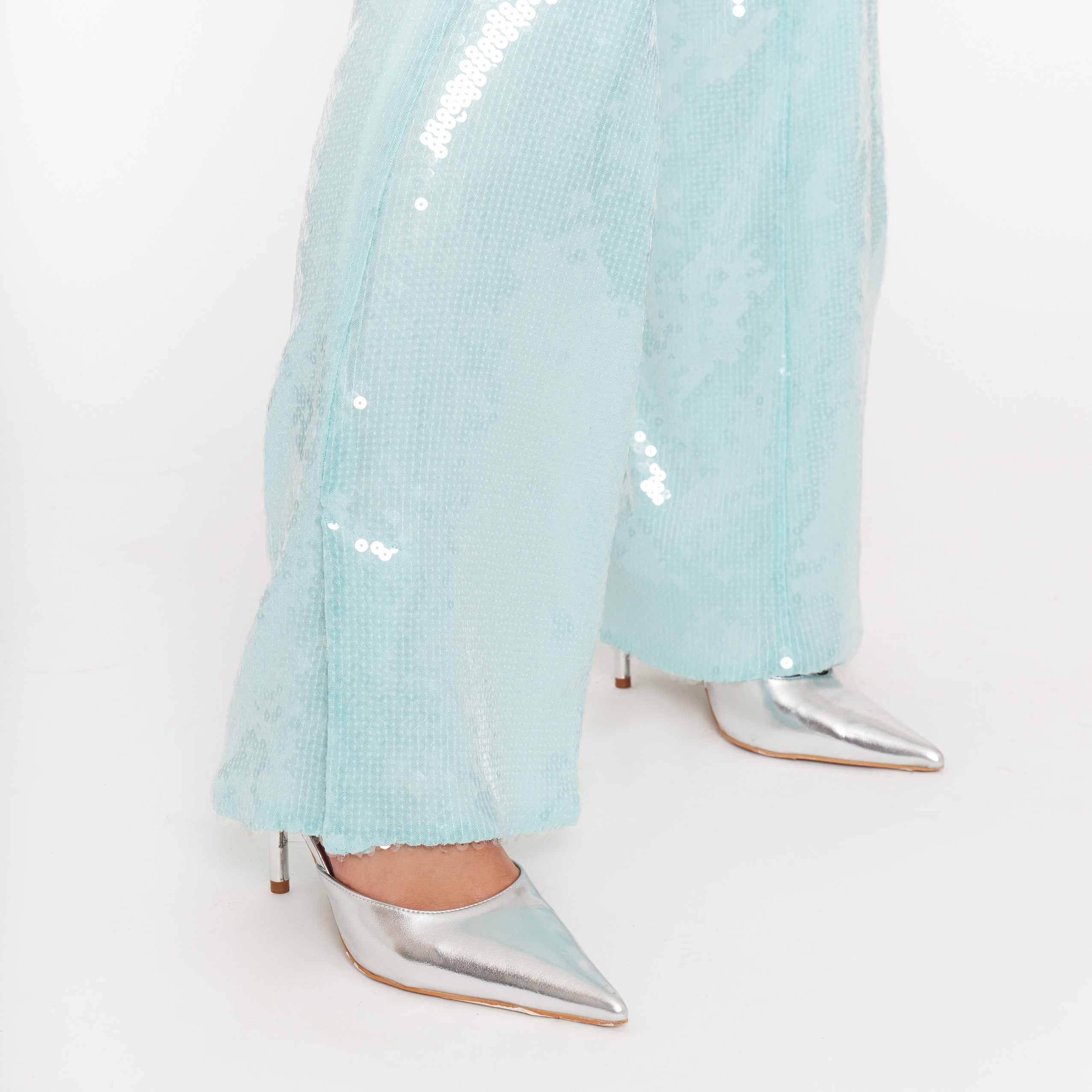 Women’s Sequin Trousers with Split Hem