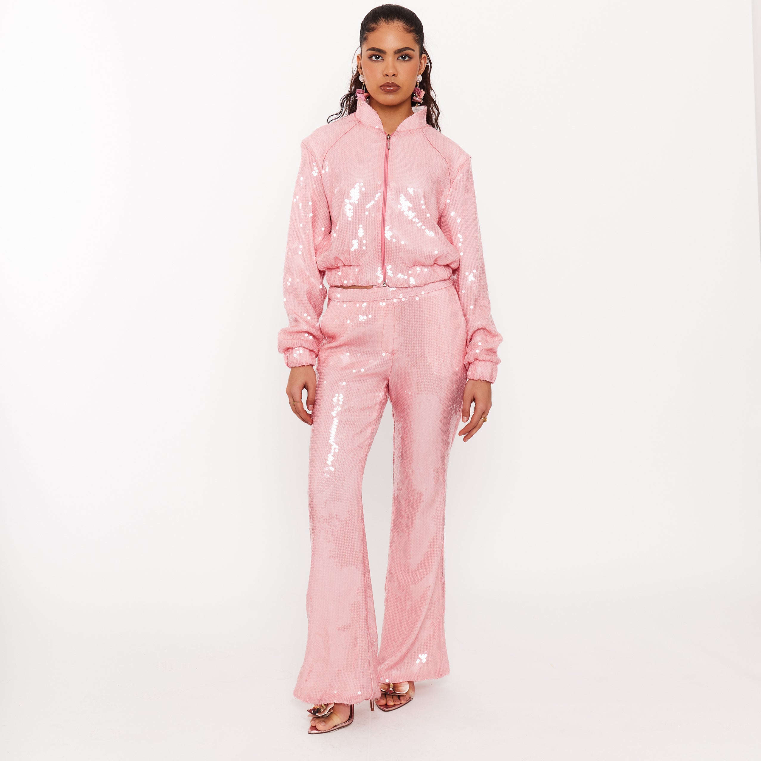 Women’s Sequin Trousers with Split Hem