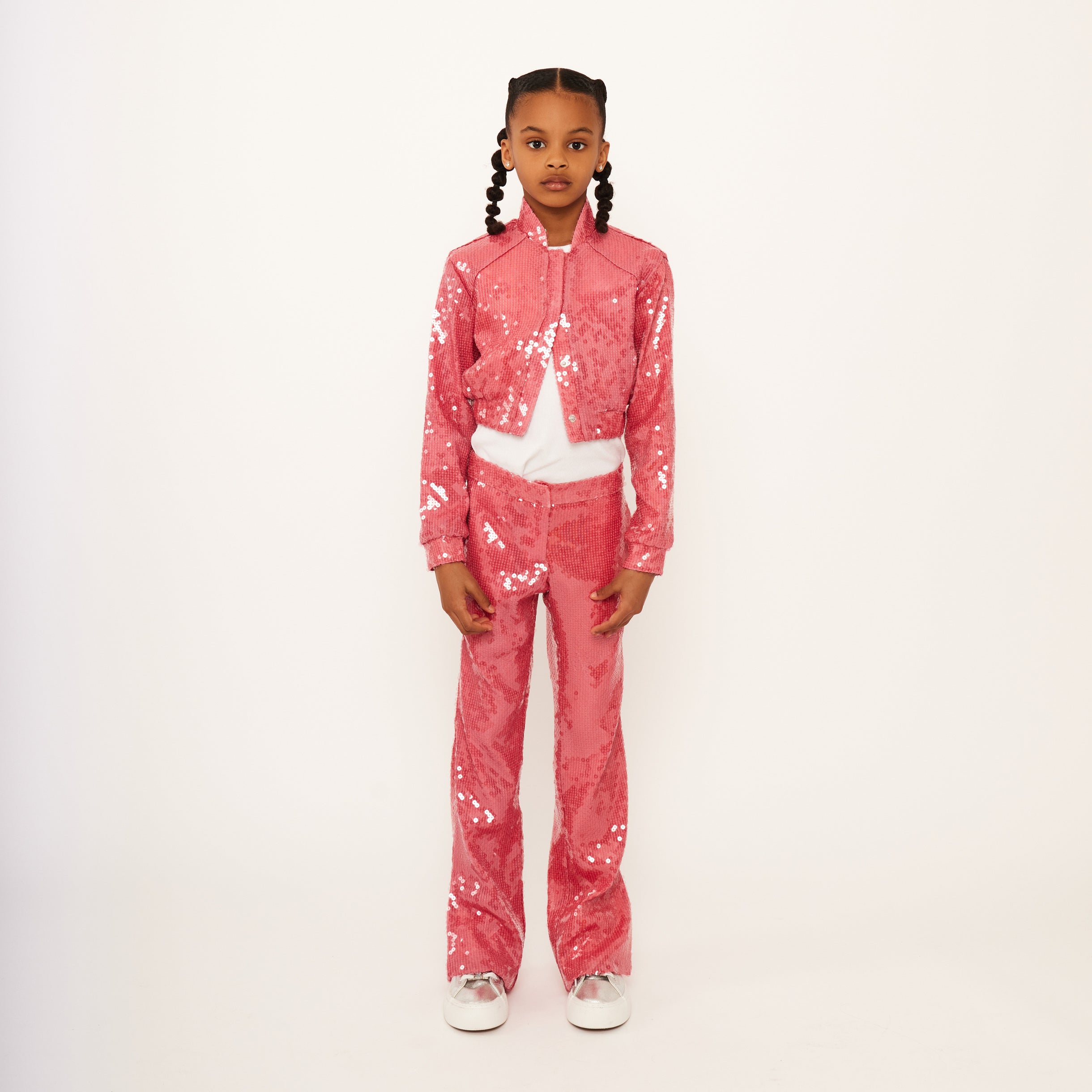 Water Sequin Trousers with Split Hem