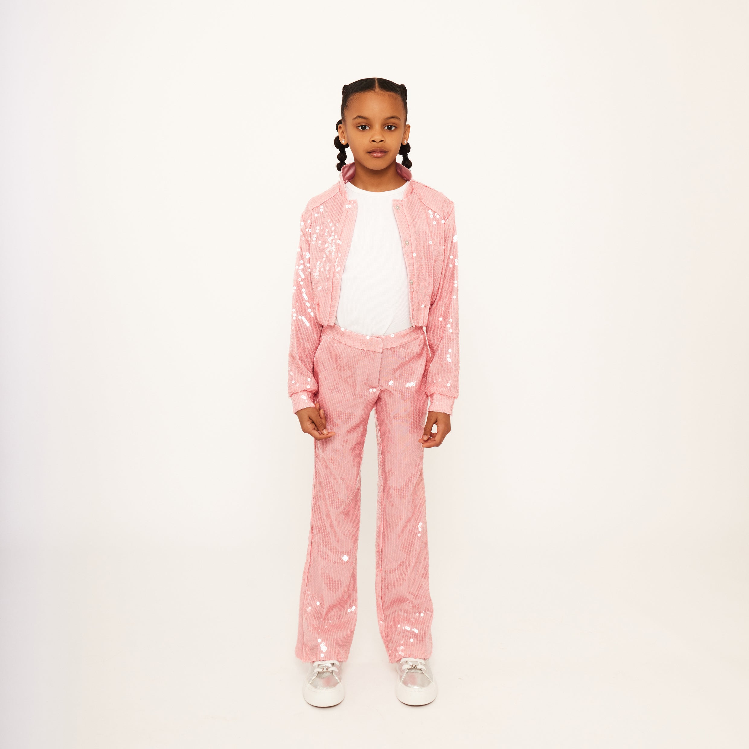 Water Sequin Cropped Varsity Jacket