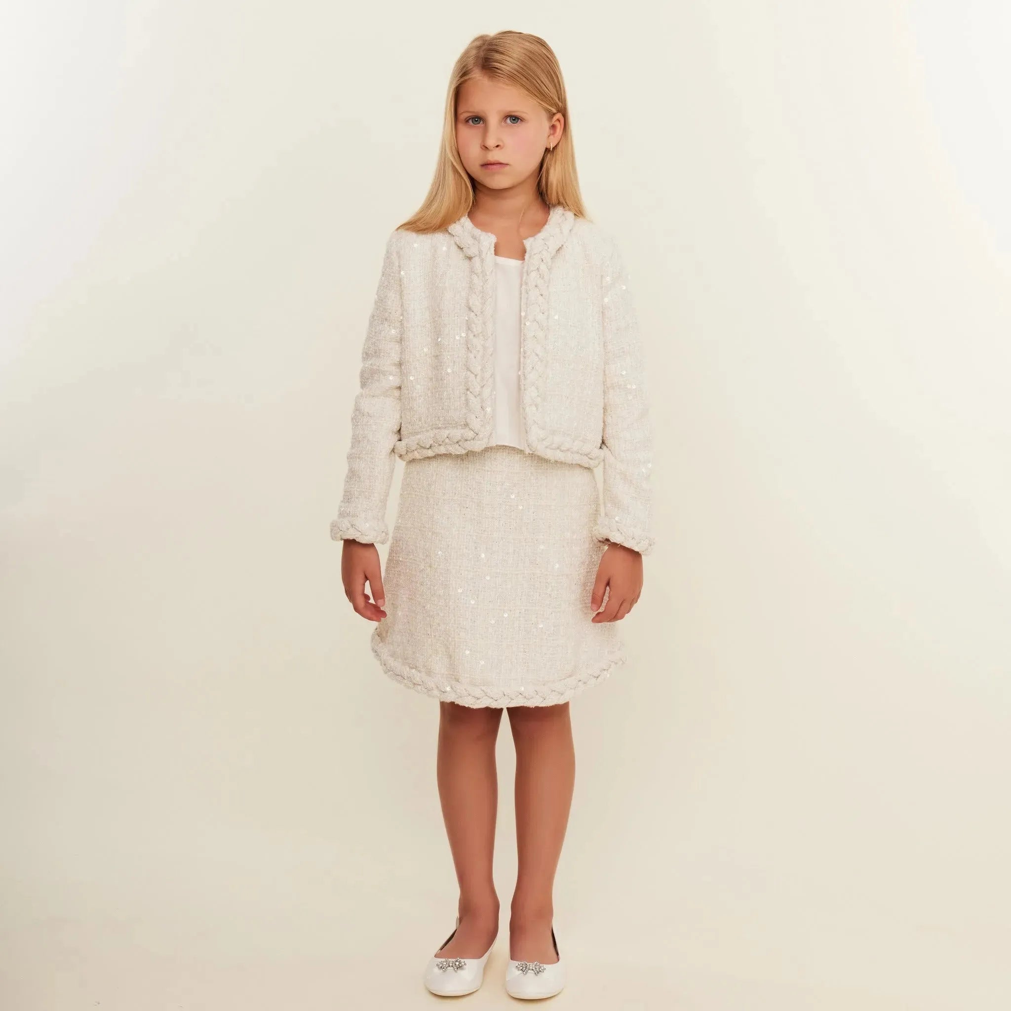 Tweed Skirt with Plait Detail