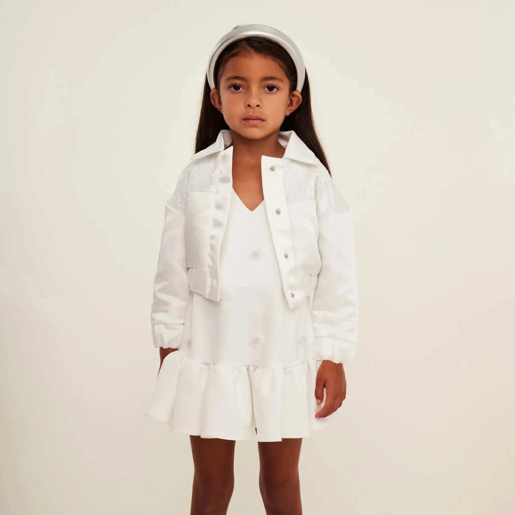 Cropped Varsity Jacket with Jacquard Contrast