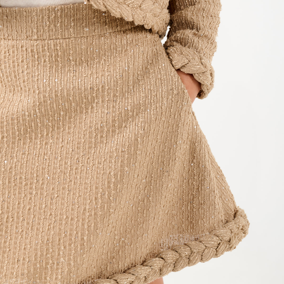 Tweed Skirt with Plait Detail