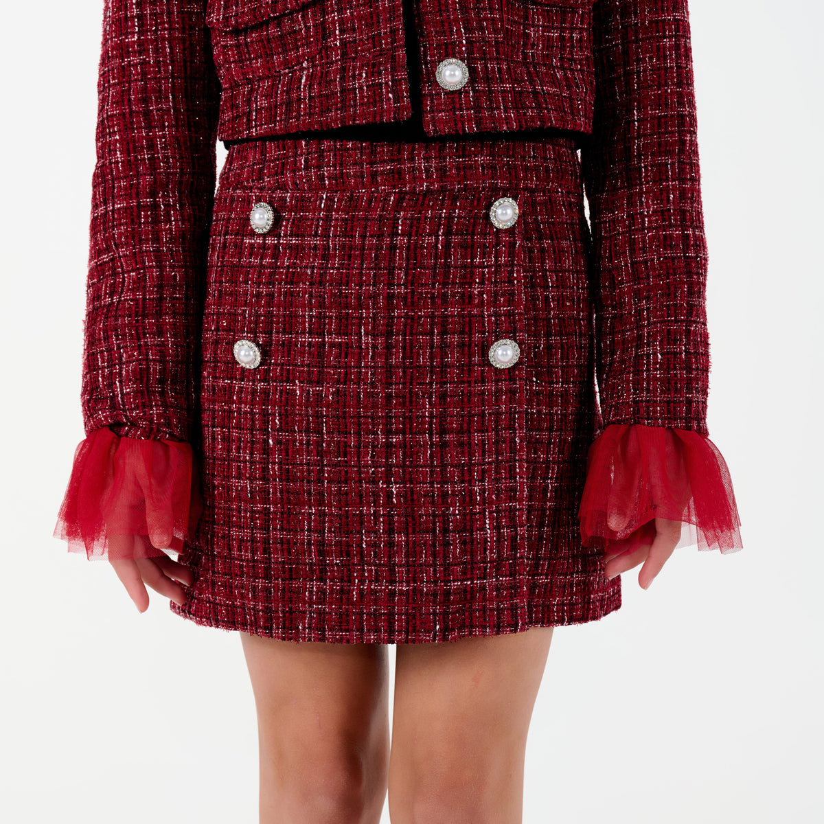 Tweed Jacket with Tulle Cuffs