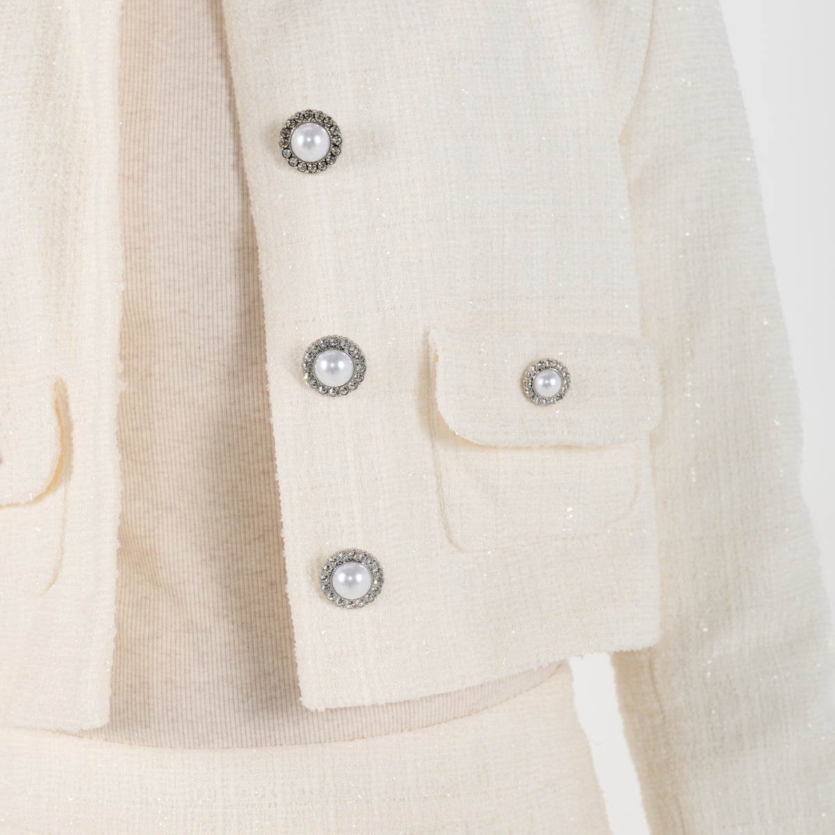 Tweed Jacket with Tulle Cuffs