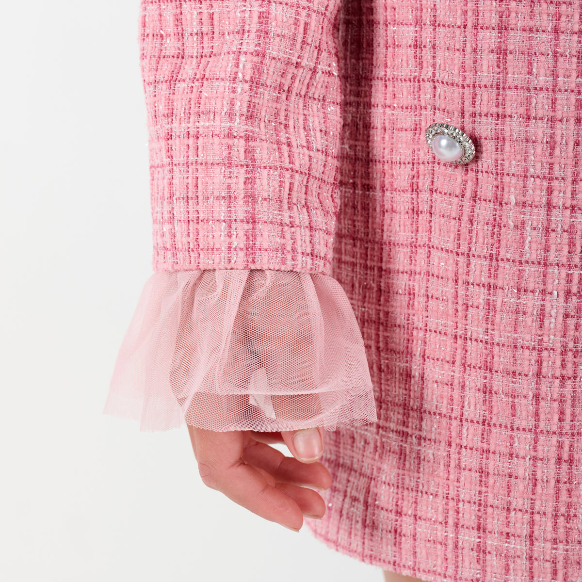 Tweed Jacket with Tulle Cuffs