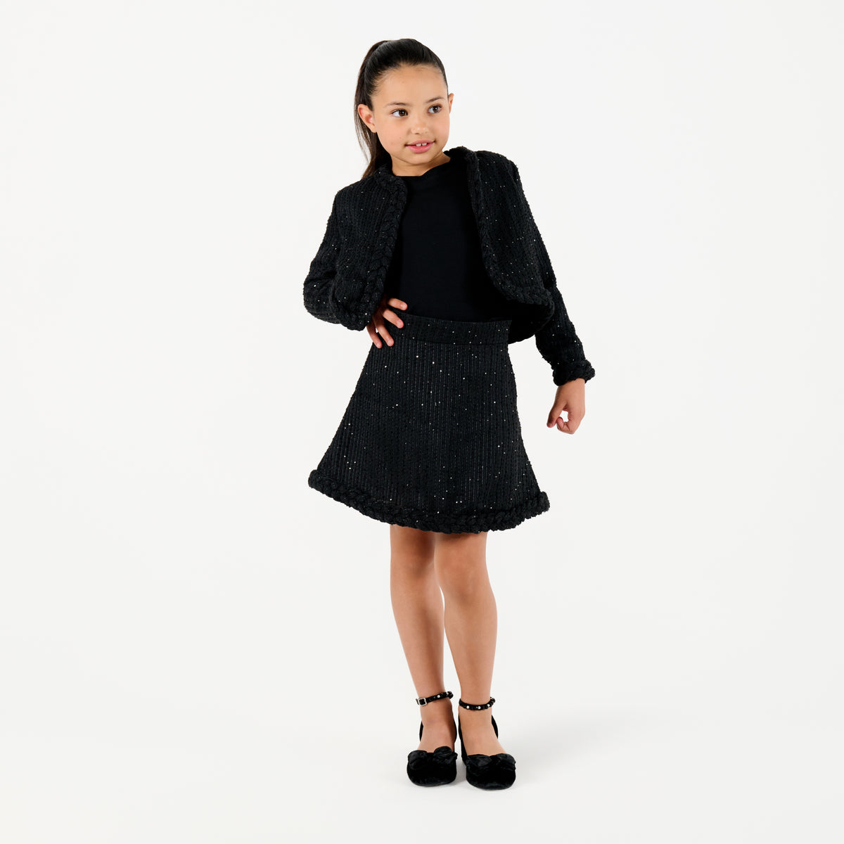 Tweed Skirt with Plait Detail