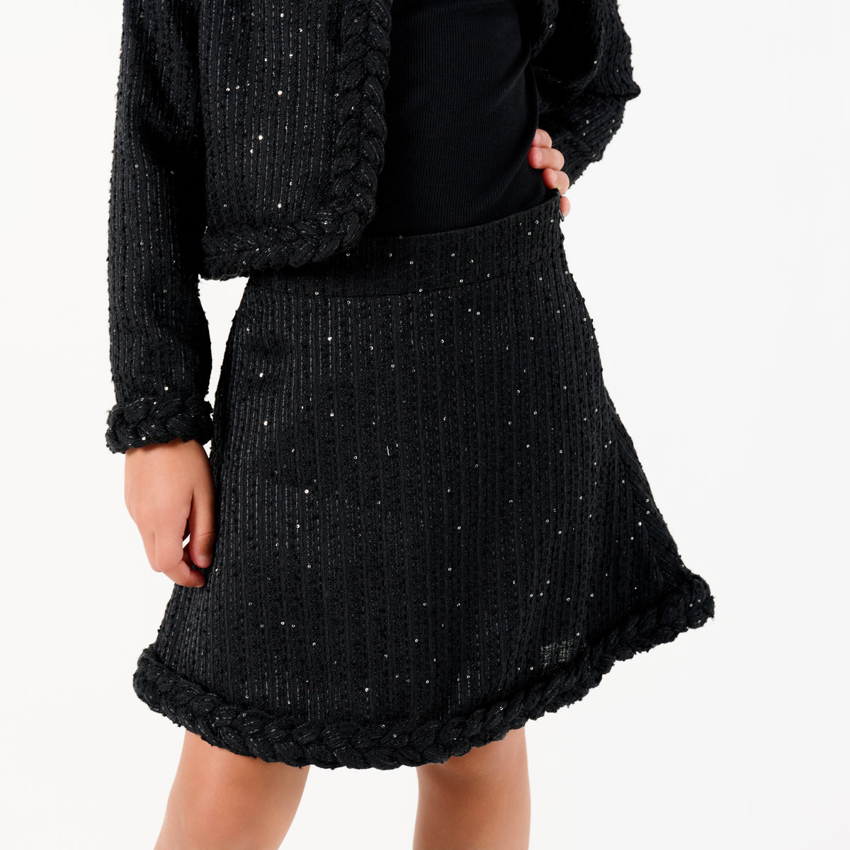 Tweed Skirt with Plait Detail
