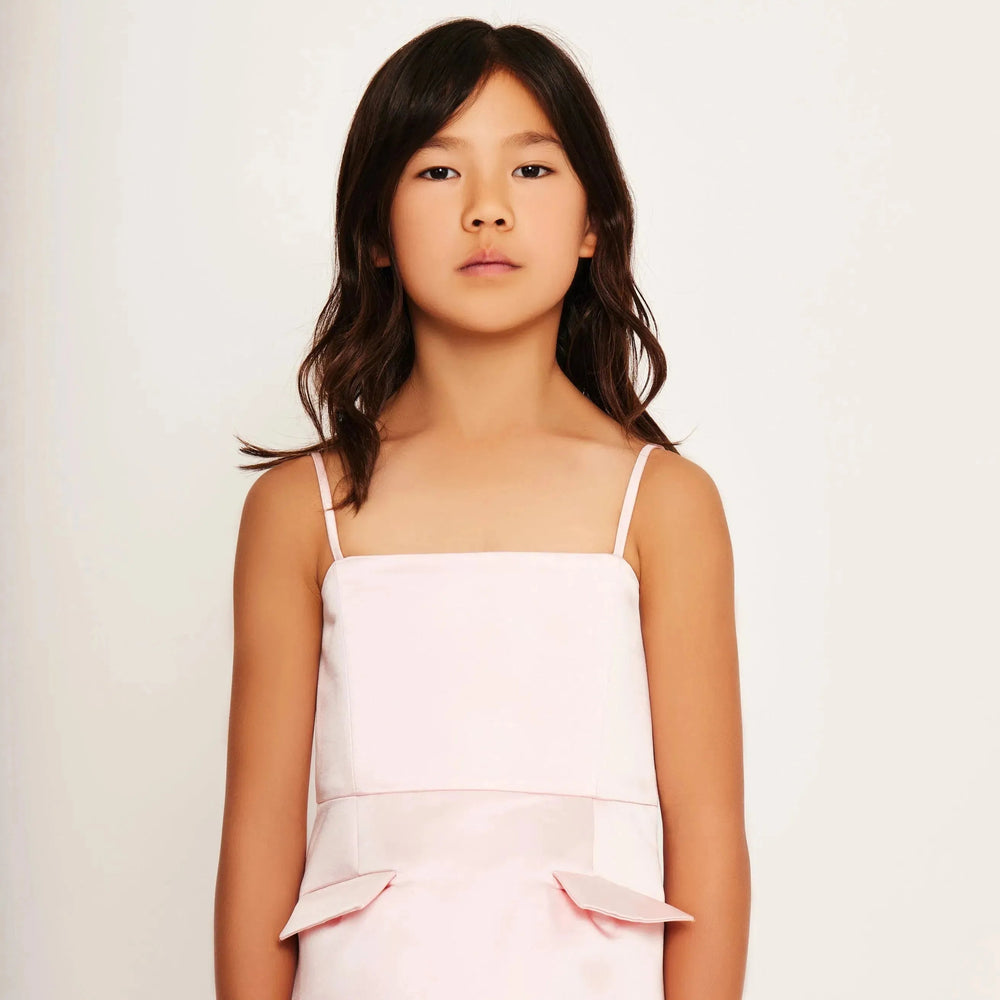 Satin A-Line Strap Dress - Baby Pink