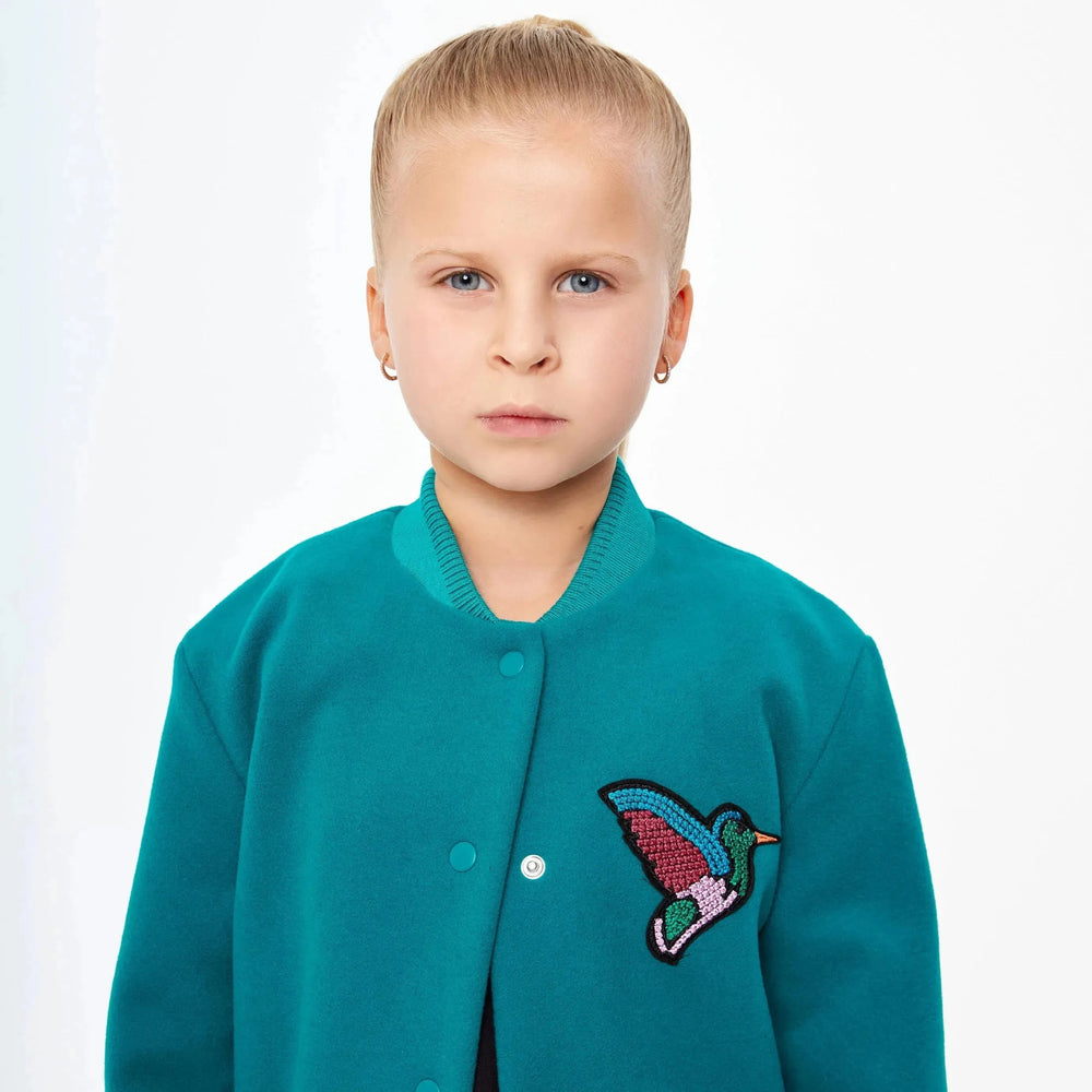 Cashmere Blend Varsity Jacket - Green Varsity