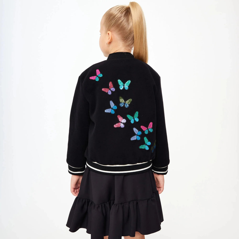Cashmere Blend Varsity Jacket - Black Varsity