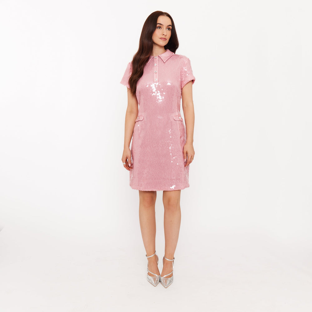 Women's Sequin Dress - Dusky Pink Sequin
