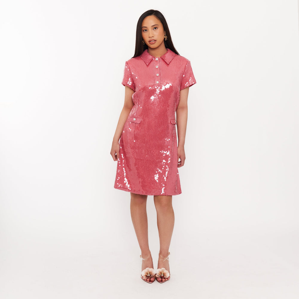 Women's Sequin Dress - Peach Rose Sequin