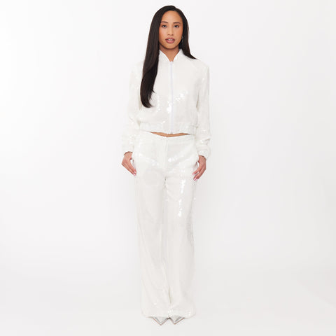 Women’s Sequin Trousers with Split Hem