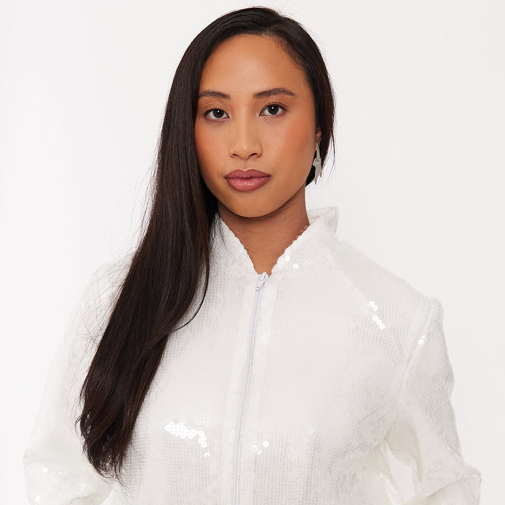 Women’s Sequin Varsity Jacket - vanilla-white-sequin