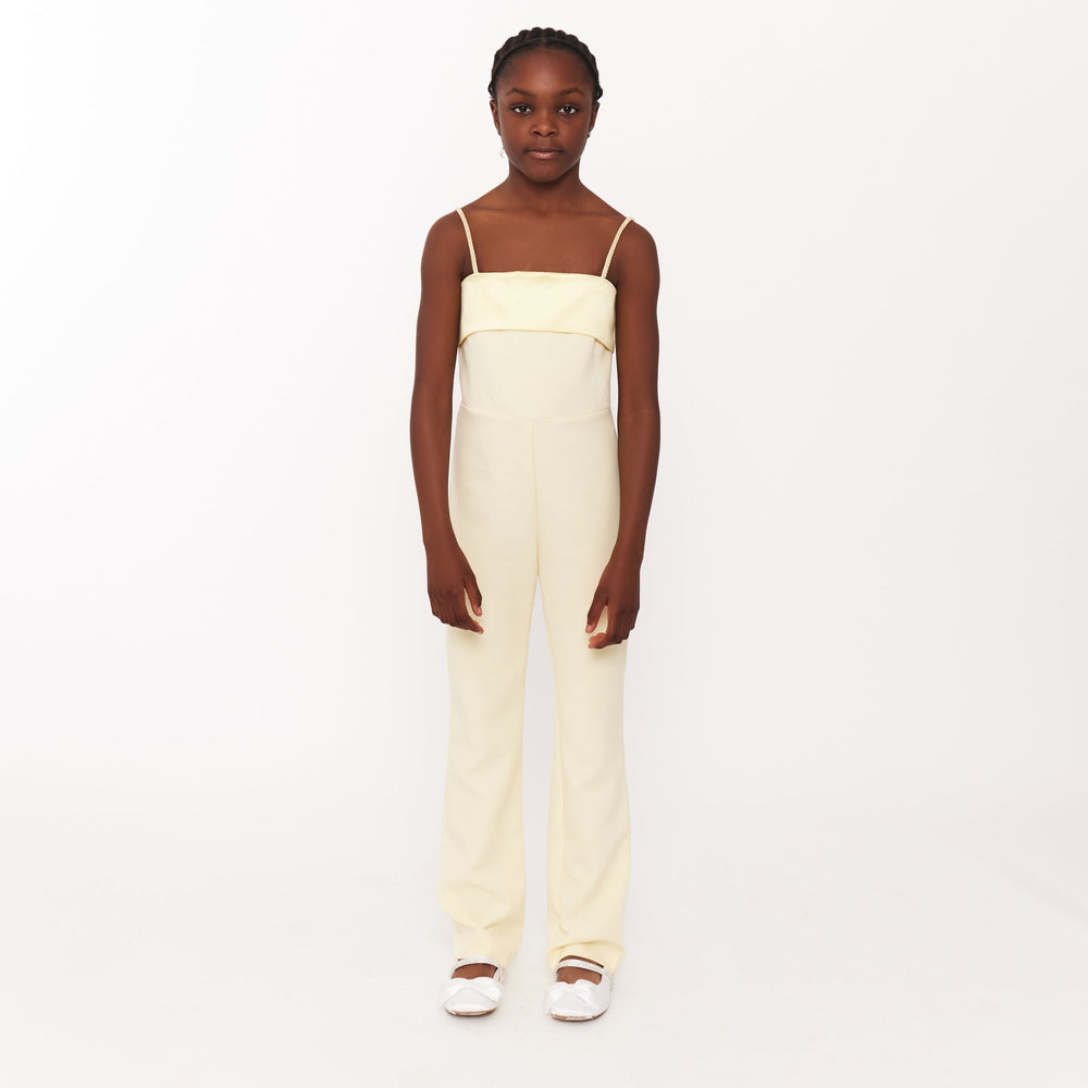 Jumpsuit with Rhinestone Straps - Butter Yellow Jumpsuit