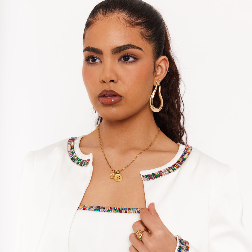 Women’s Rhinestone Jacket - Vanilla White Satin