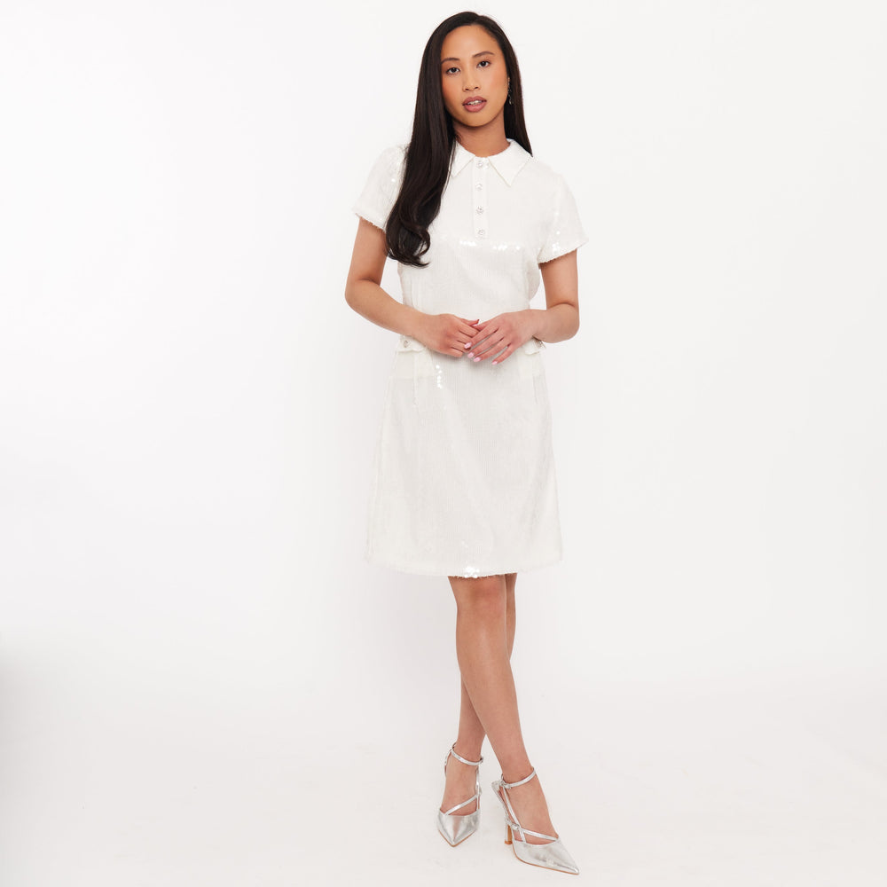 Women's Sequin Dress - Vanilla White Sequin