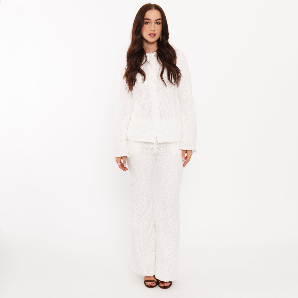 Women’s Lace Trousers - Vanilla White Lace