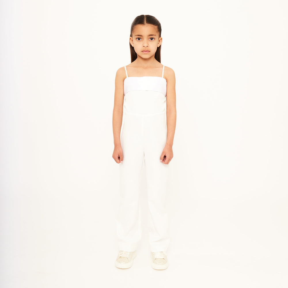 Jumpsuit with Rhinestone Straps - Vanilla White Jumpsuit