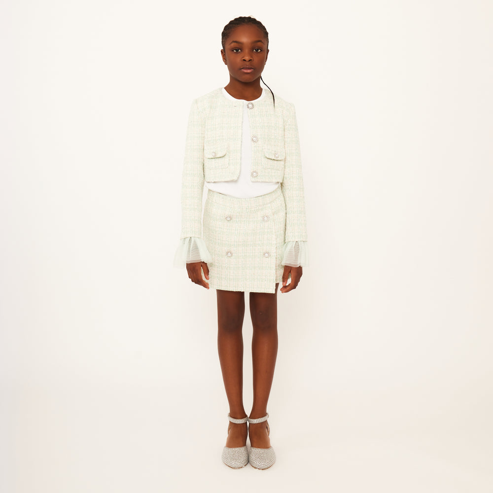 Tweed Jacket with Tulle Cuffs