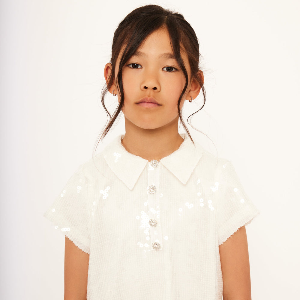 Water Sequin Dress - Vanilla White Sequin
