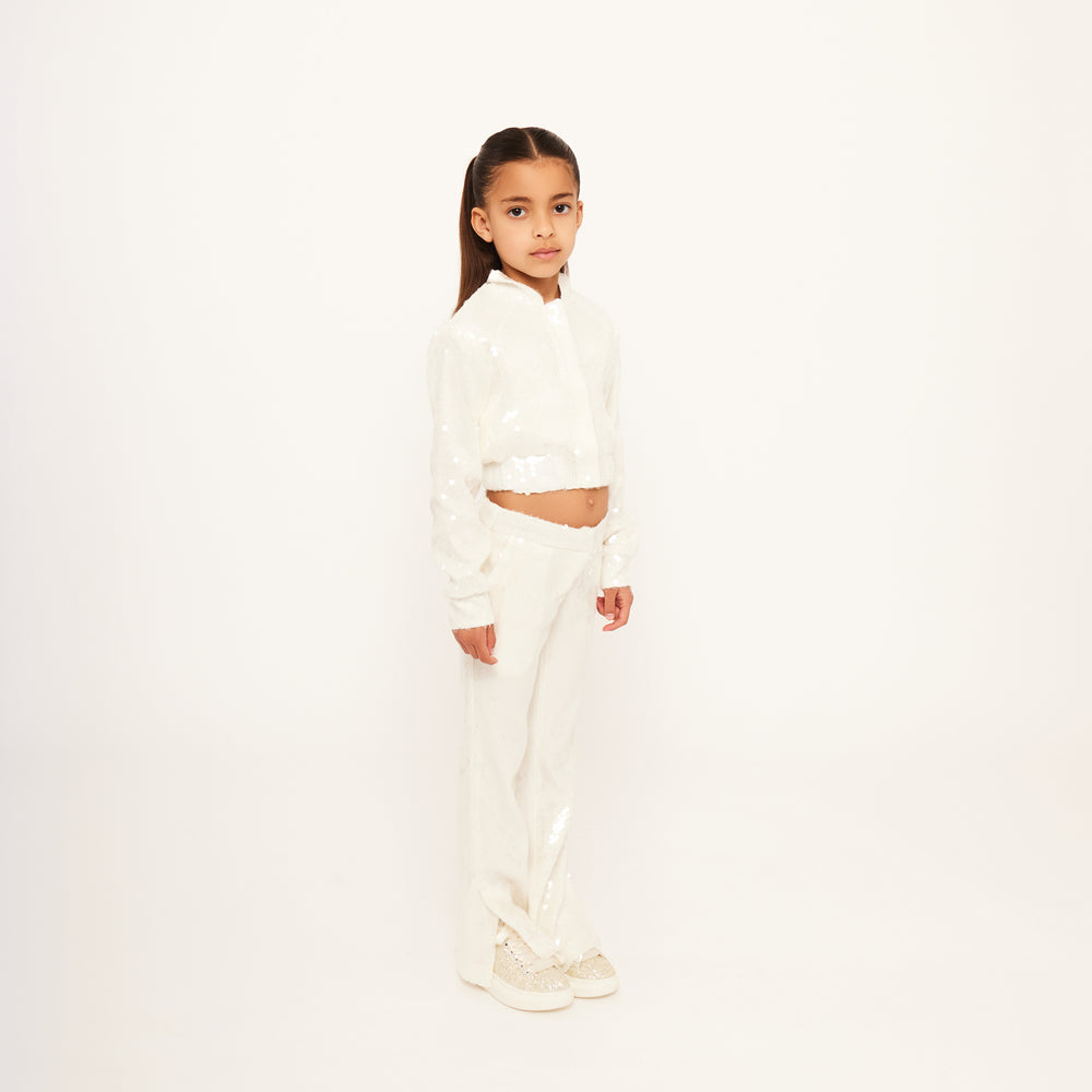 Water Sequin Trousers with Split Hem