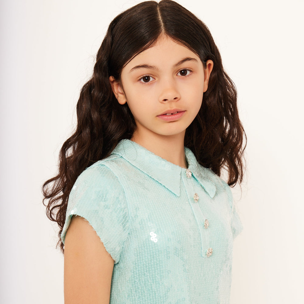 Water Sequin Dress - Dusty Teal Sequin