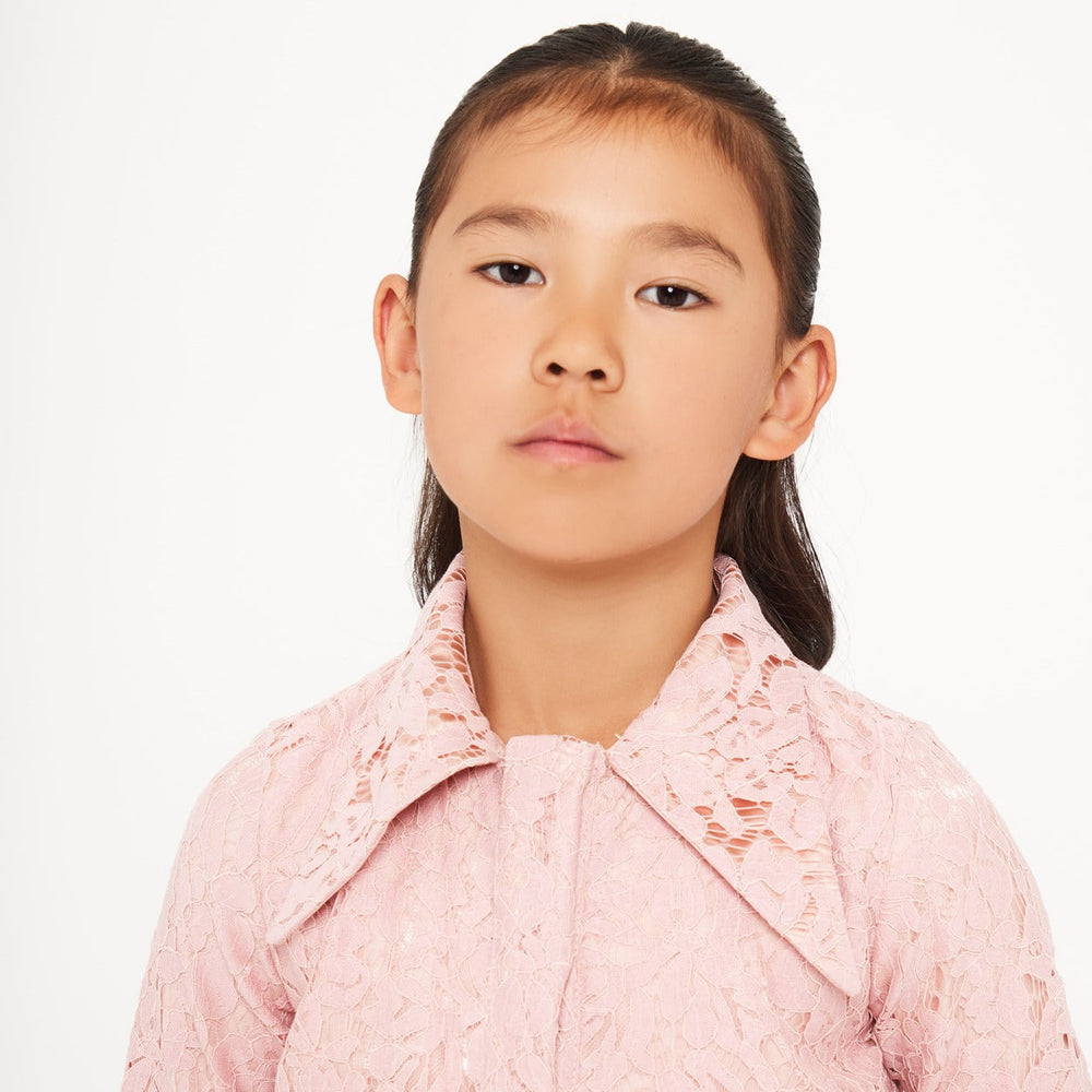 Large Collar Lace Shirt - Peach Lace