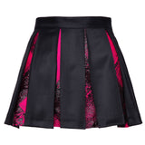Black and Pink Wool and Silk Pleated Skirt