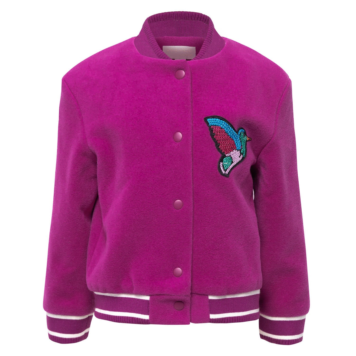 Magenta Cashmere Blend Varsity Jacket