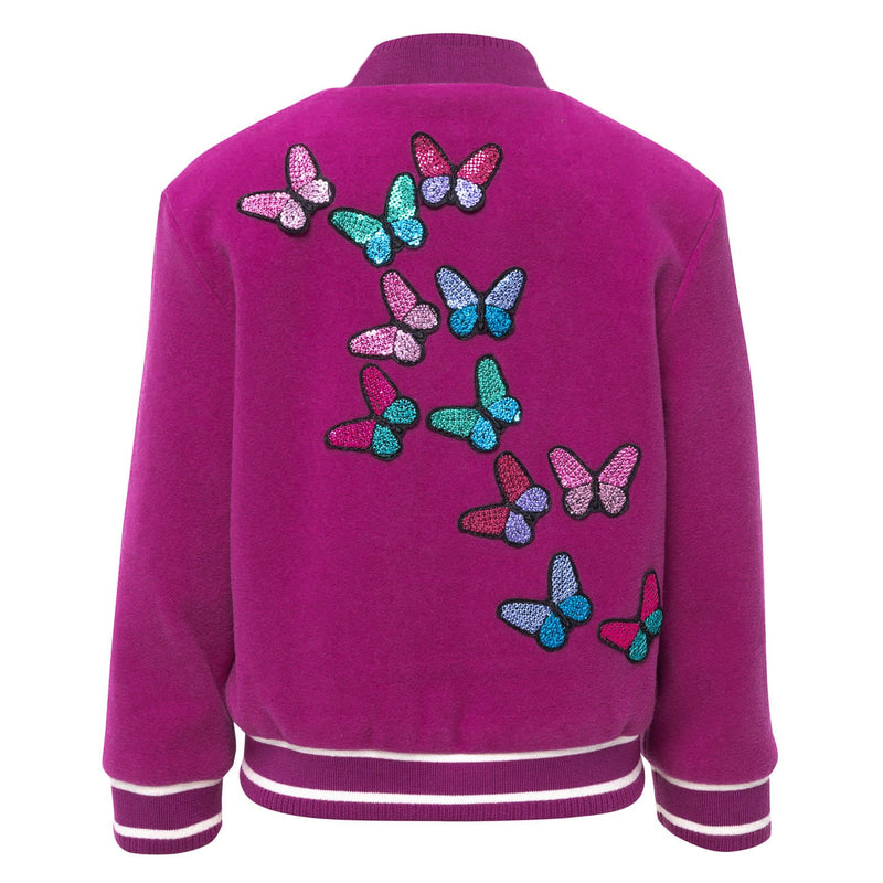 Magenta Cashmere Blend Varsity Jacket