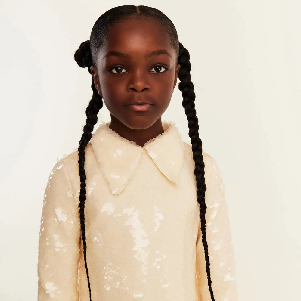 Large Sequin Collar Dress - Ivory