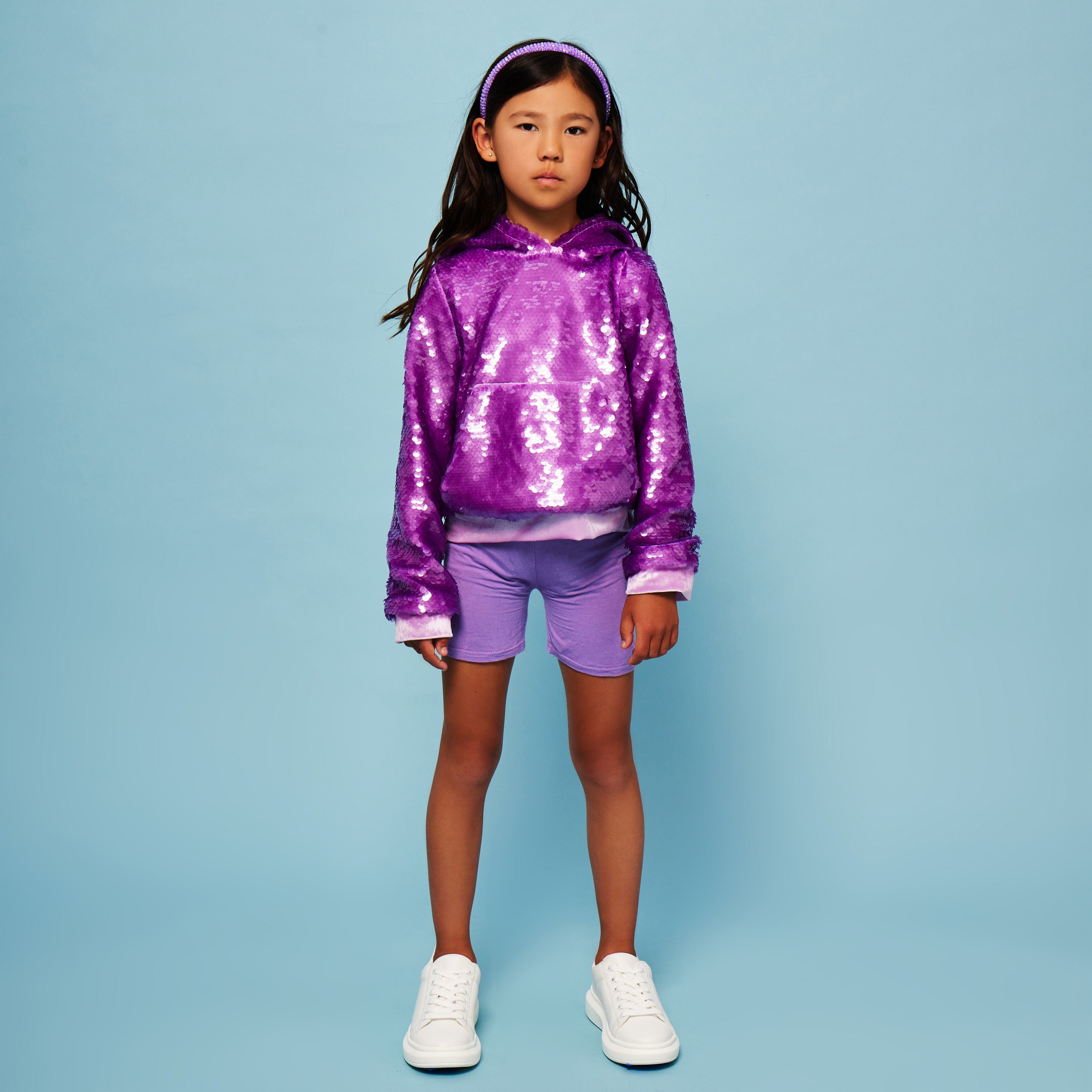 Lilac Oversized Sequin Hoodie