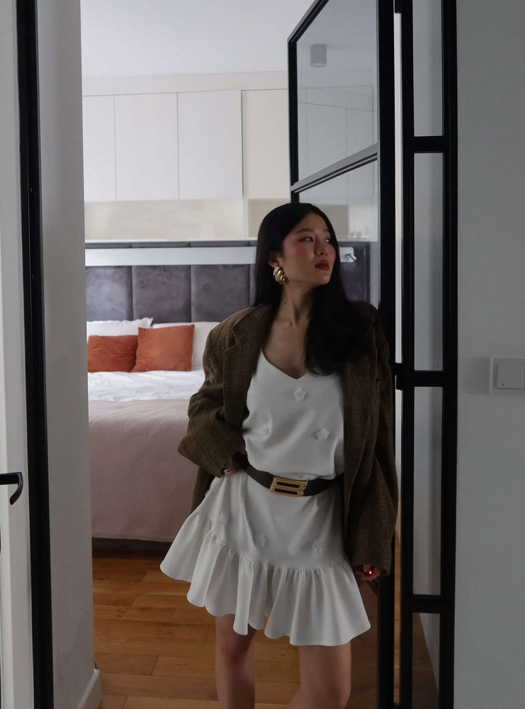 Women's Flower Applique Gathered Dress