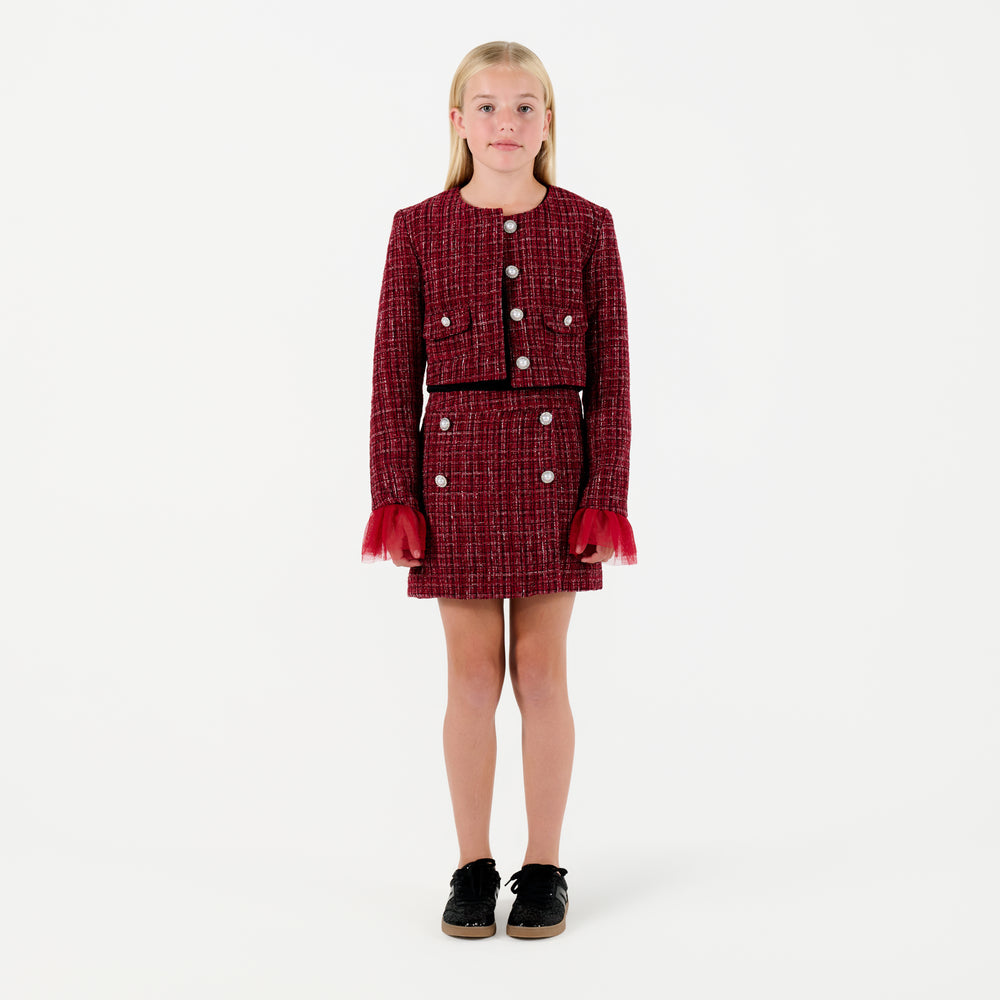 Tweed Jacket with Tulle Cuffs