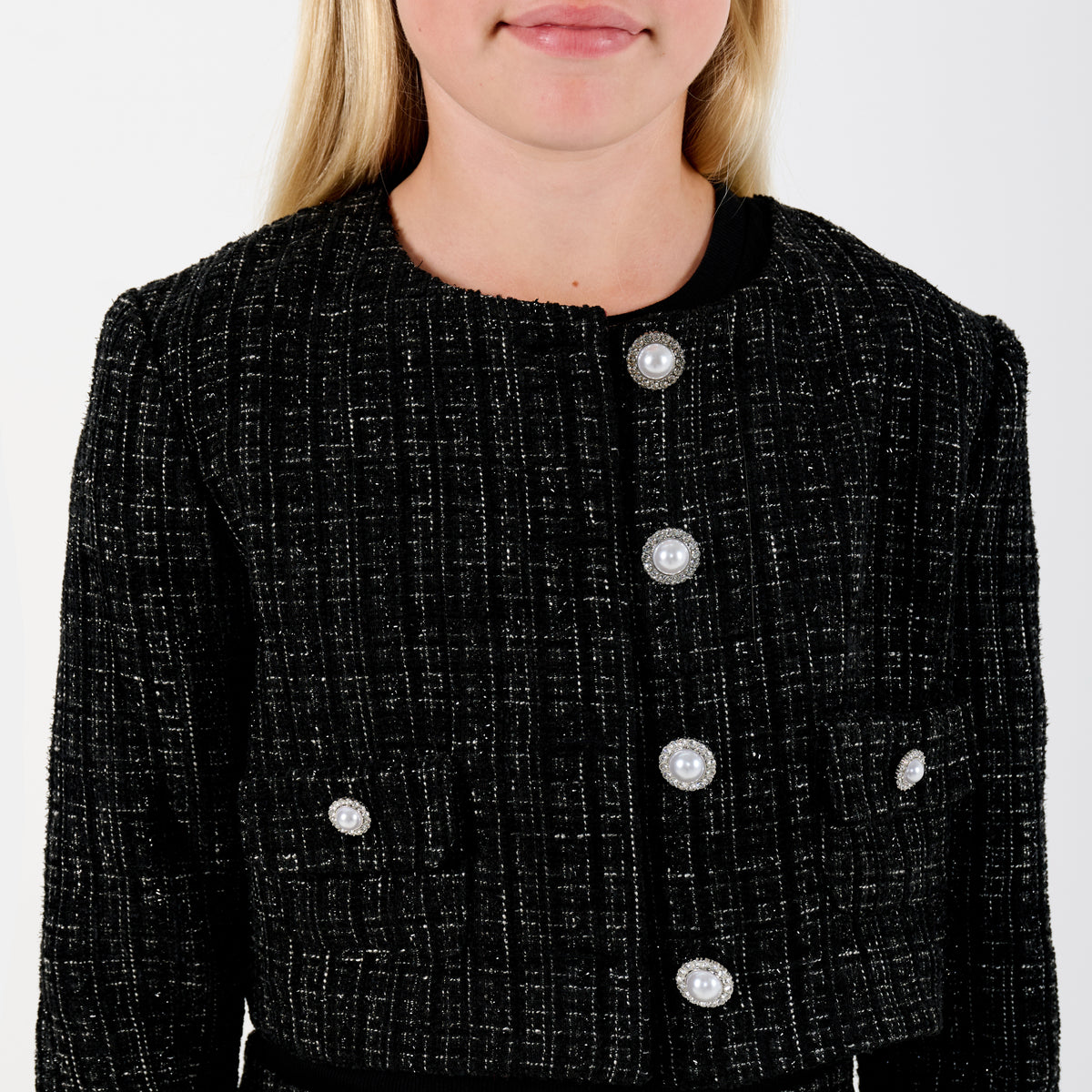 Tweed Jacket with Tulle Cuffs