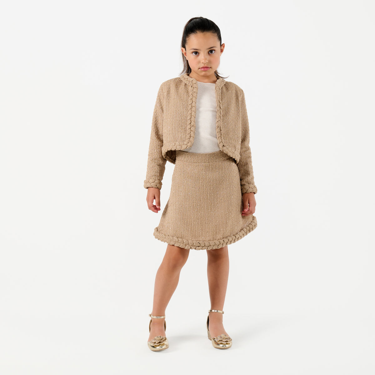 Tweed Skirt with Plait Detail