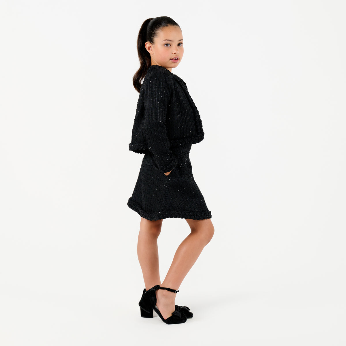 Tweed Skirt with Plait Detail