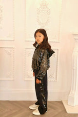 Oversized Sequin Hoodie with Velvet Lining