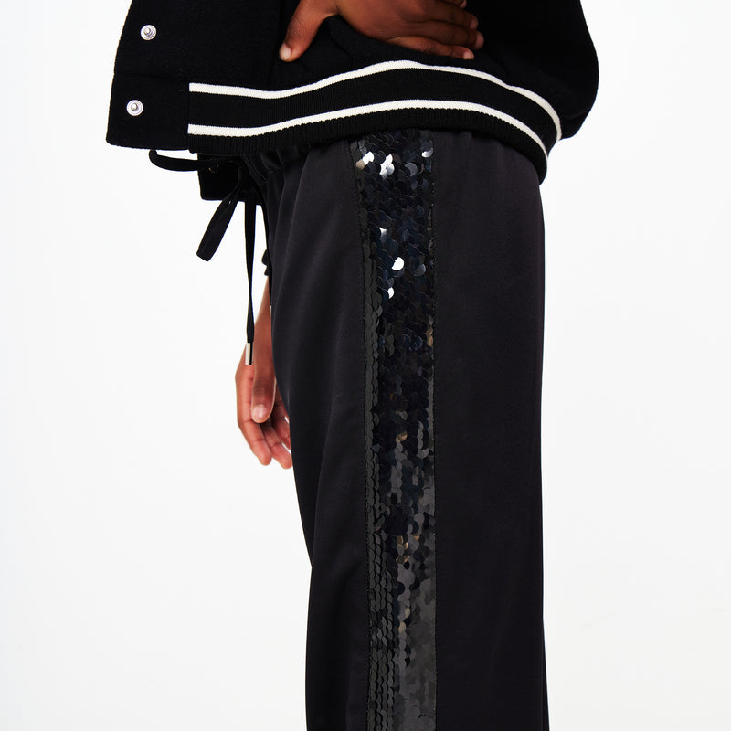 Satin Trousers with Sequin Side Detail