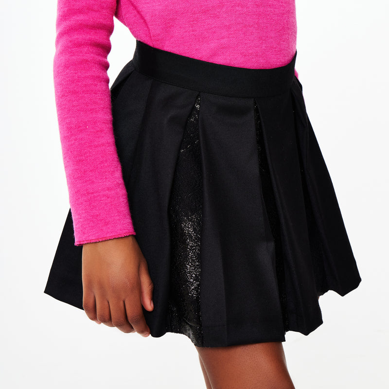 Black Wool and Silk Pleated Skirt