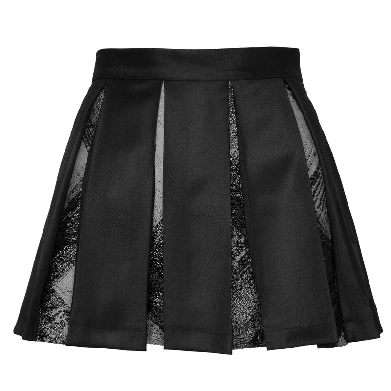Black Wool and Silk Pleated Skirt